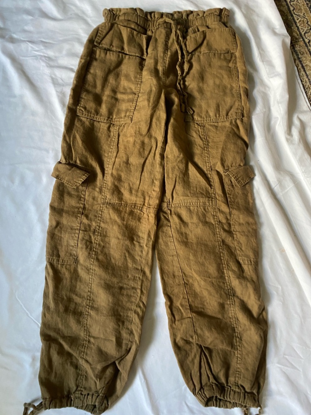 Magaschoni Brown linen Cargo Jogger Pants